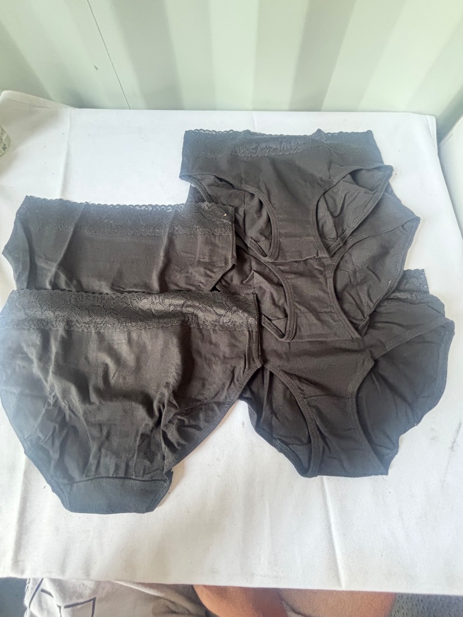ALTHEANRAY Women’s Black Cotton Hipster Bikini Briefs 5 Pack Size M New