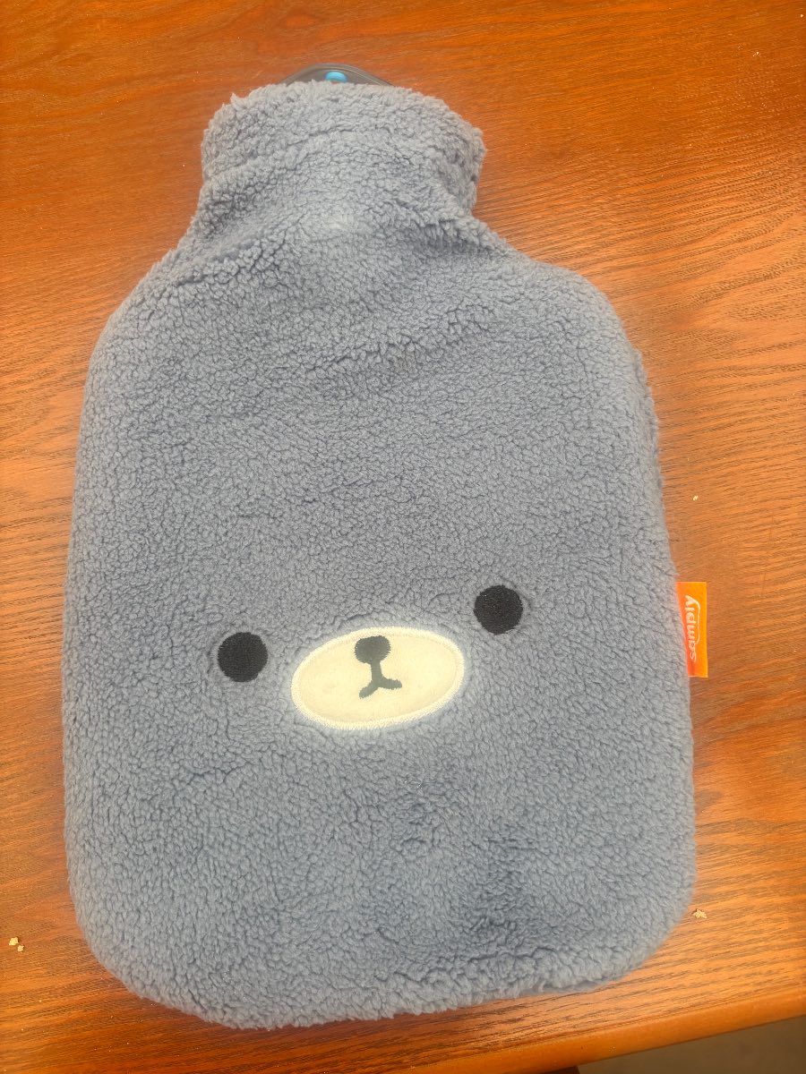 Scampy Bear Hot Water Bottle Soft Fleece Cover Grey Novelty Teddy Cosy Warm