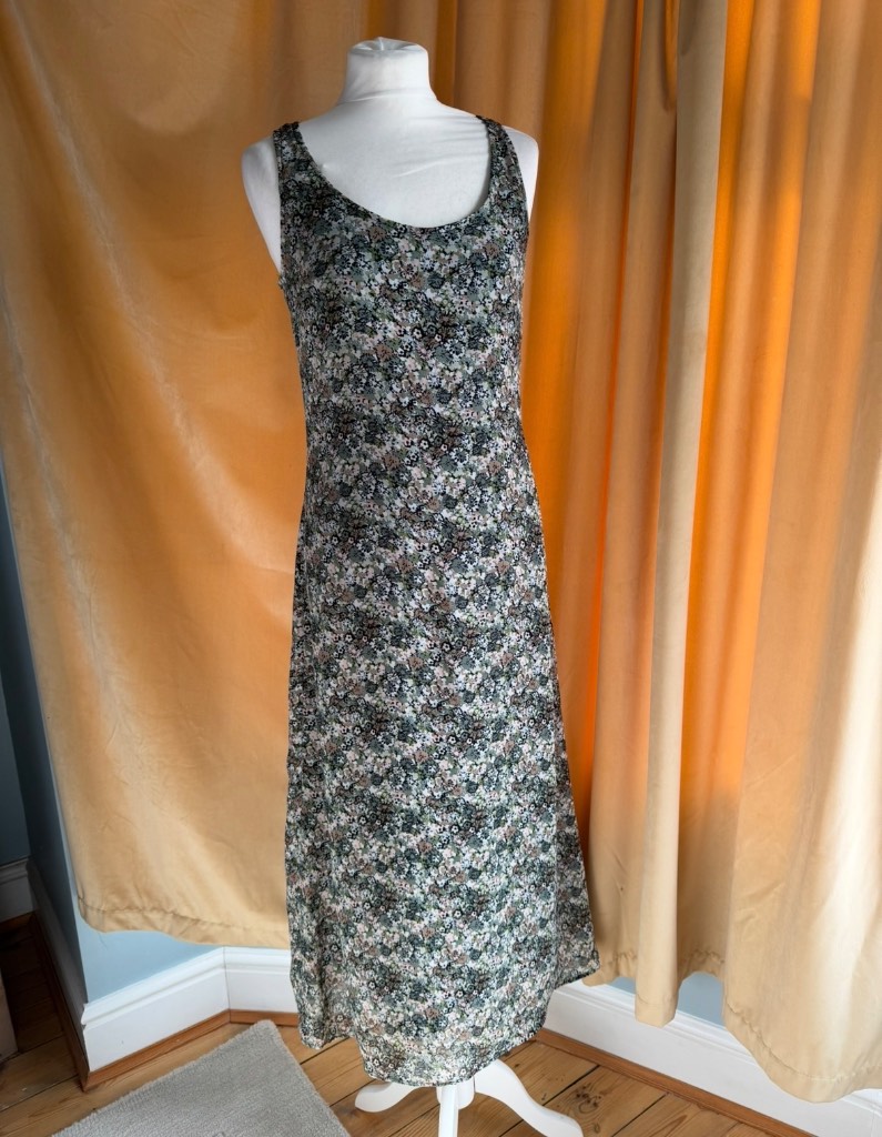 H&M Maxi Long Summer Sleeveless Floral Green Light Pink Dress size 8