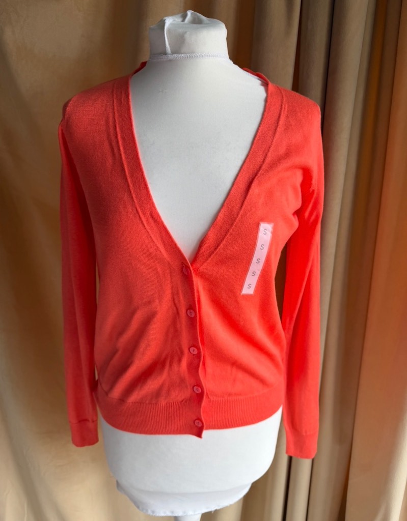 GU Coral Orange Cardigan size S New without tags