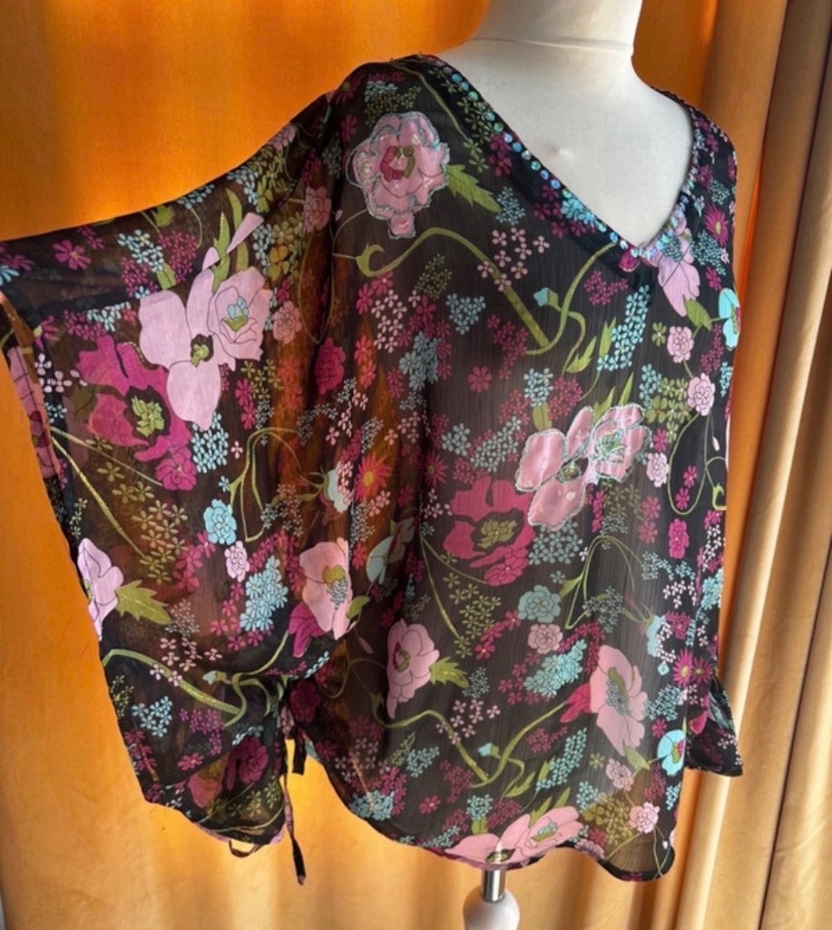 Shubette Sheer Floral Summer Blouse / Top One Size