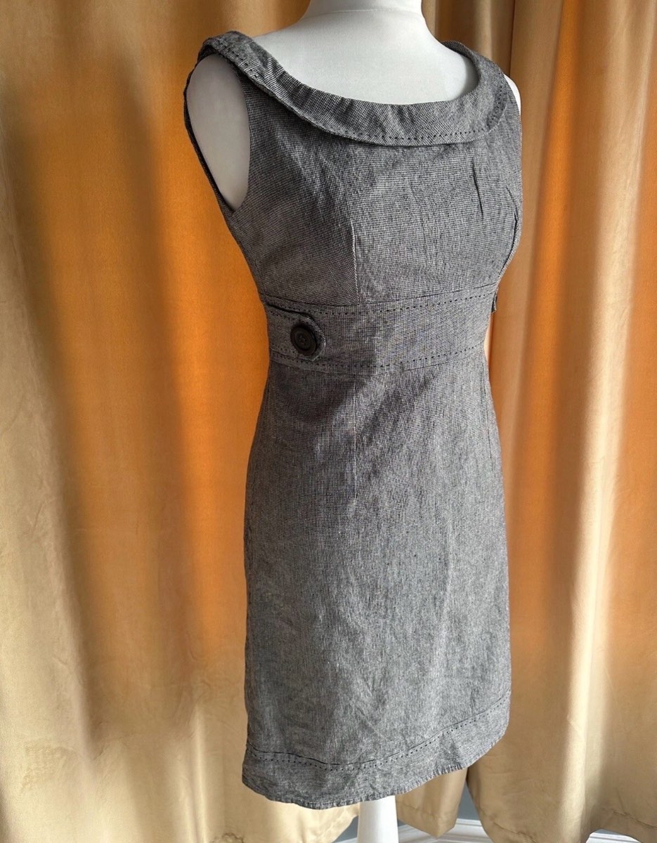 Promod Grey Summer Sleeveless Office Day Midi Knee Length Dress size 8 With Zip