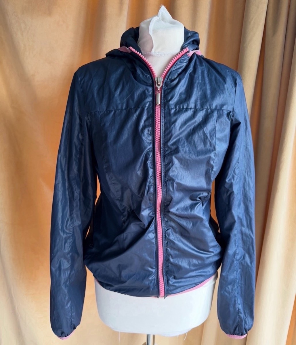 Piazza Italia Navy With Pink Jacket With Hood and Zip size M fits 8/10