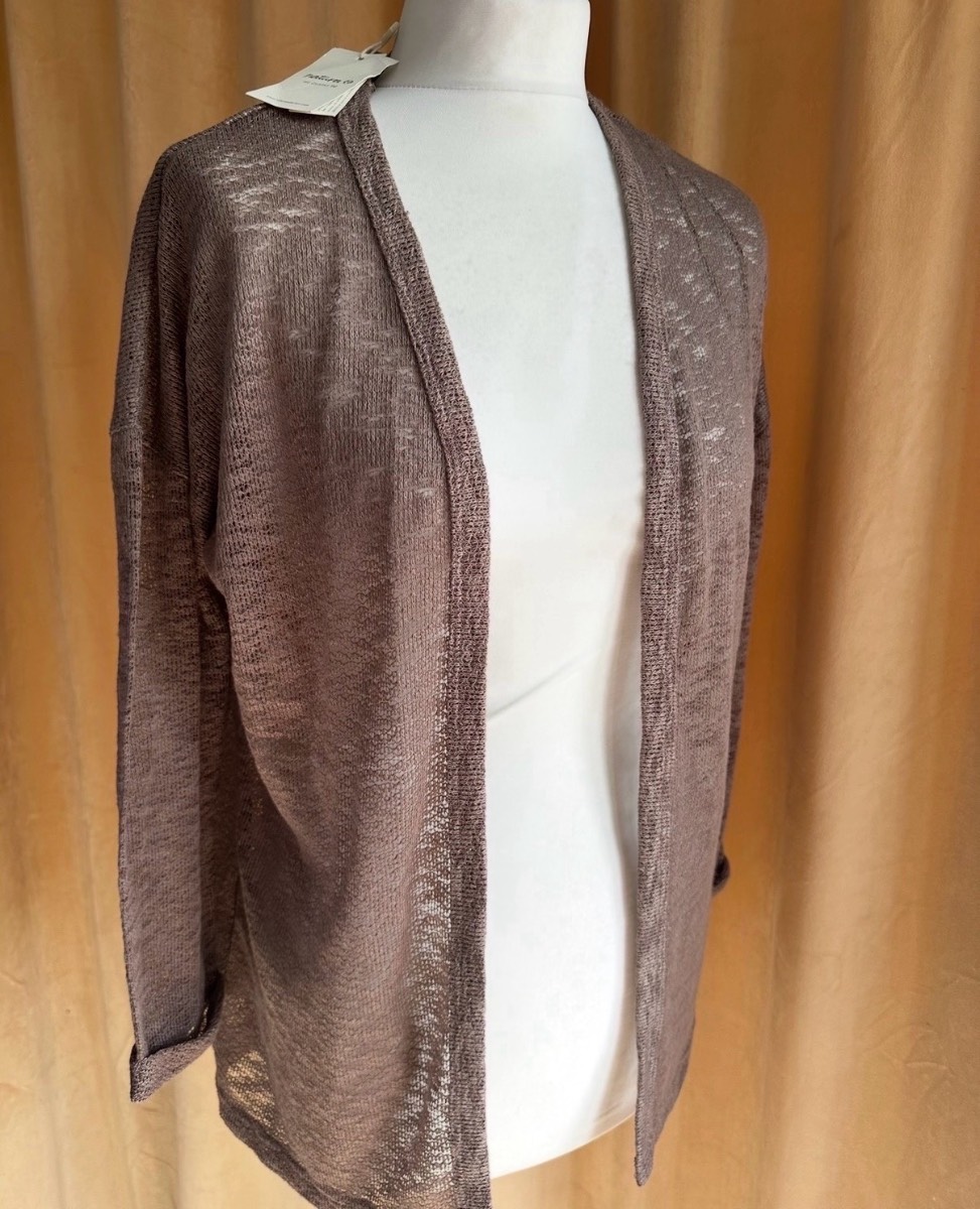 Natura Sheer Brown Beige Taupe Cardigan New with tags S/M