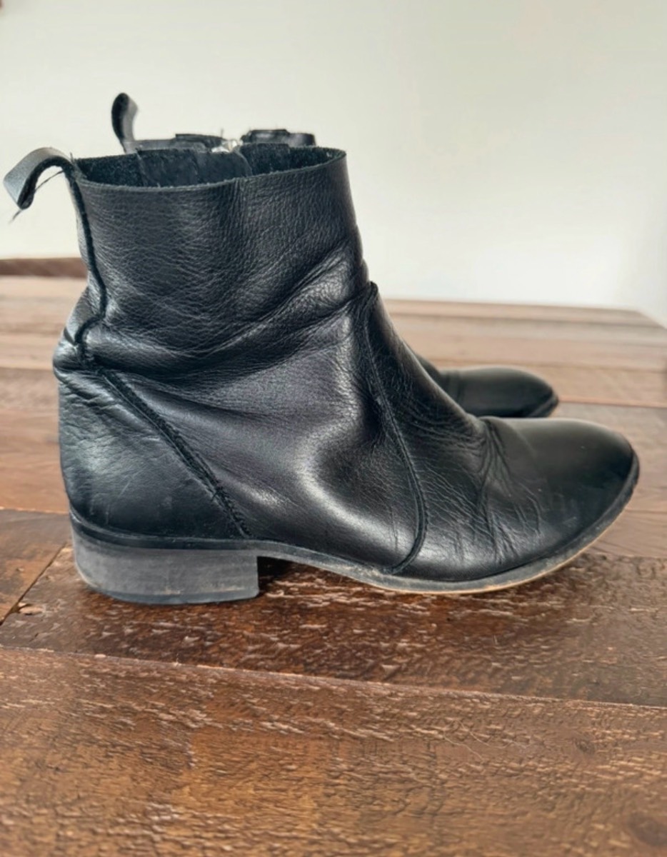 Office London Black Leather Ankle Boots With Side Zip Size 37 / 4