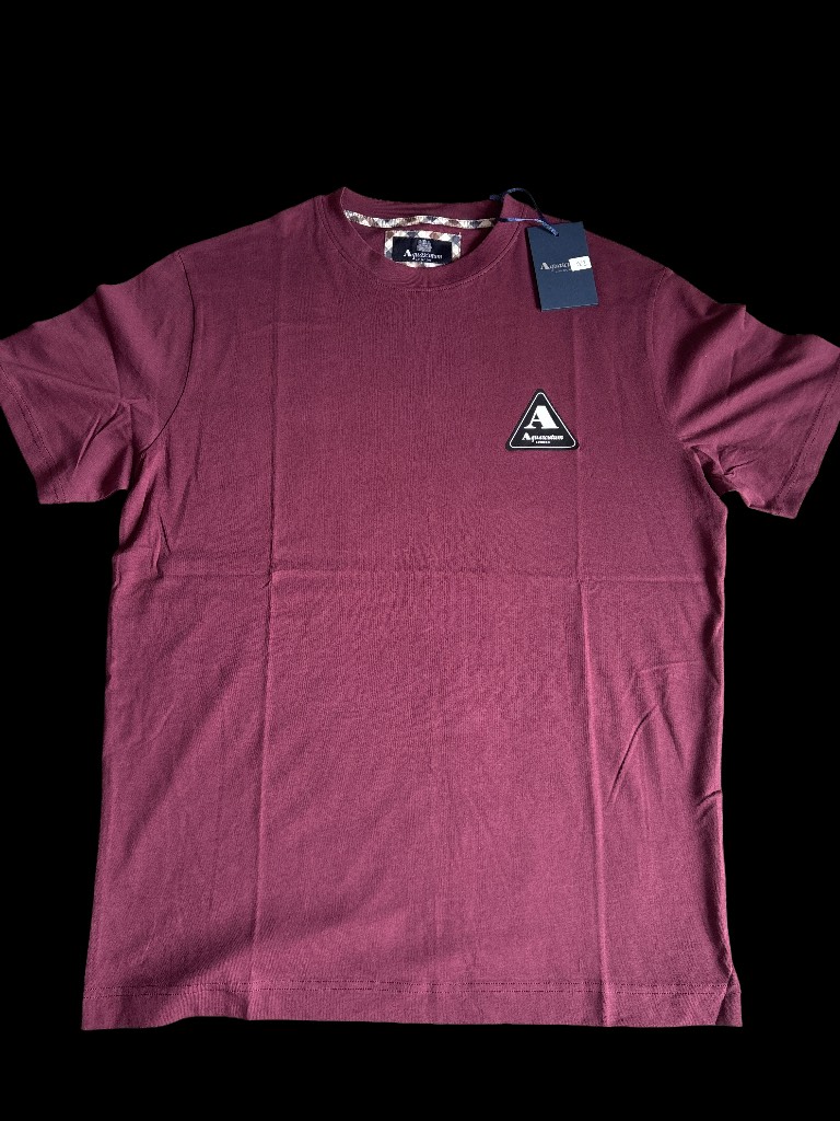 Aquascutum burgundy t-shirt men’s uk size XL new with tags