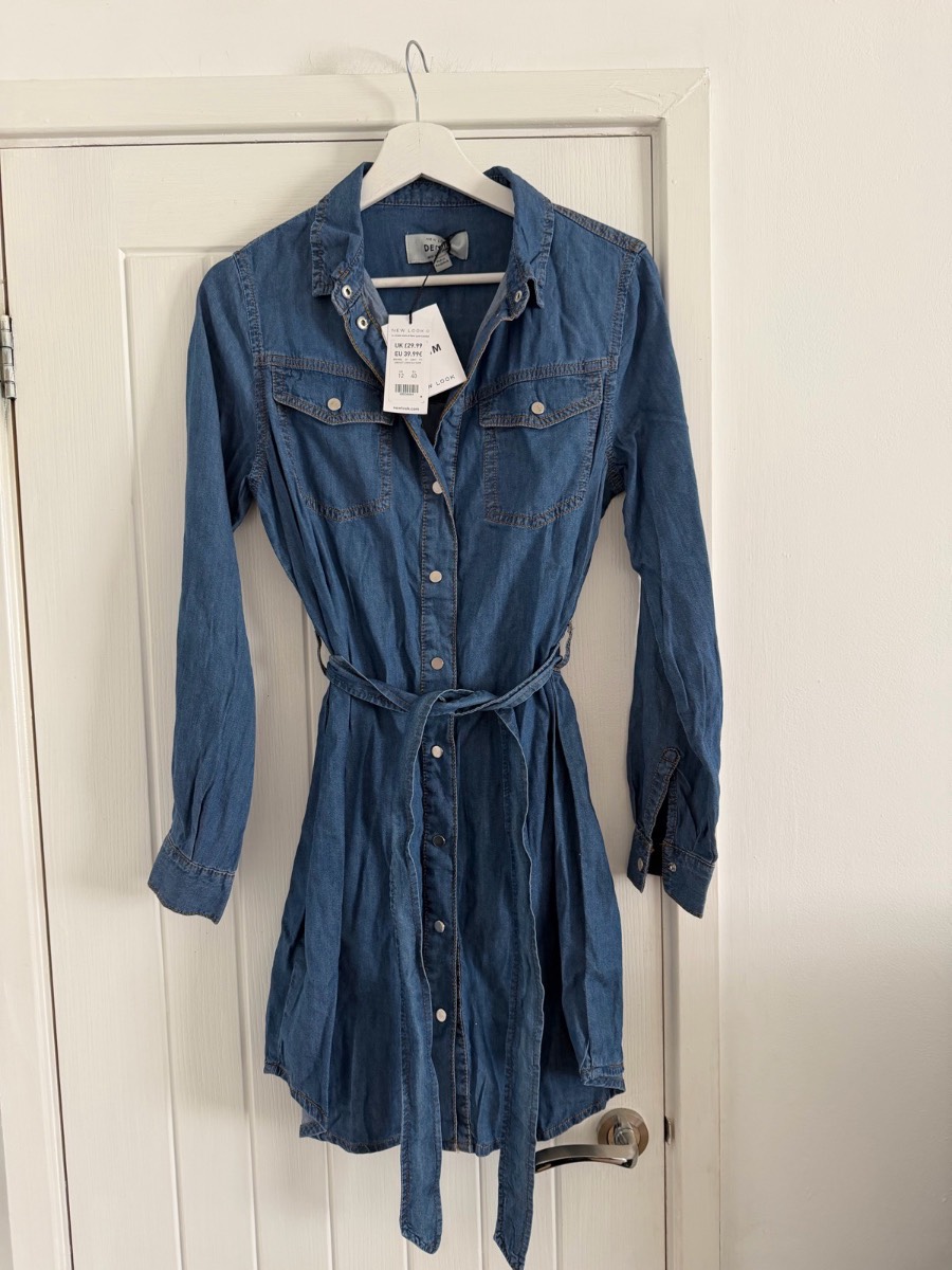 New Look Ladies Denim Belted Shirt Dress size 12