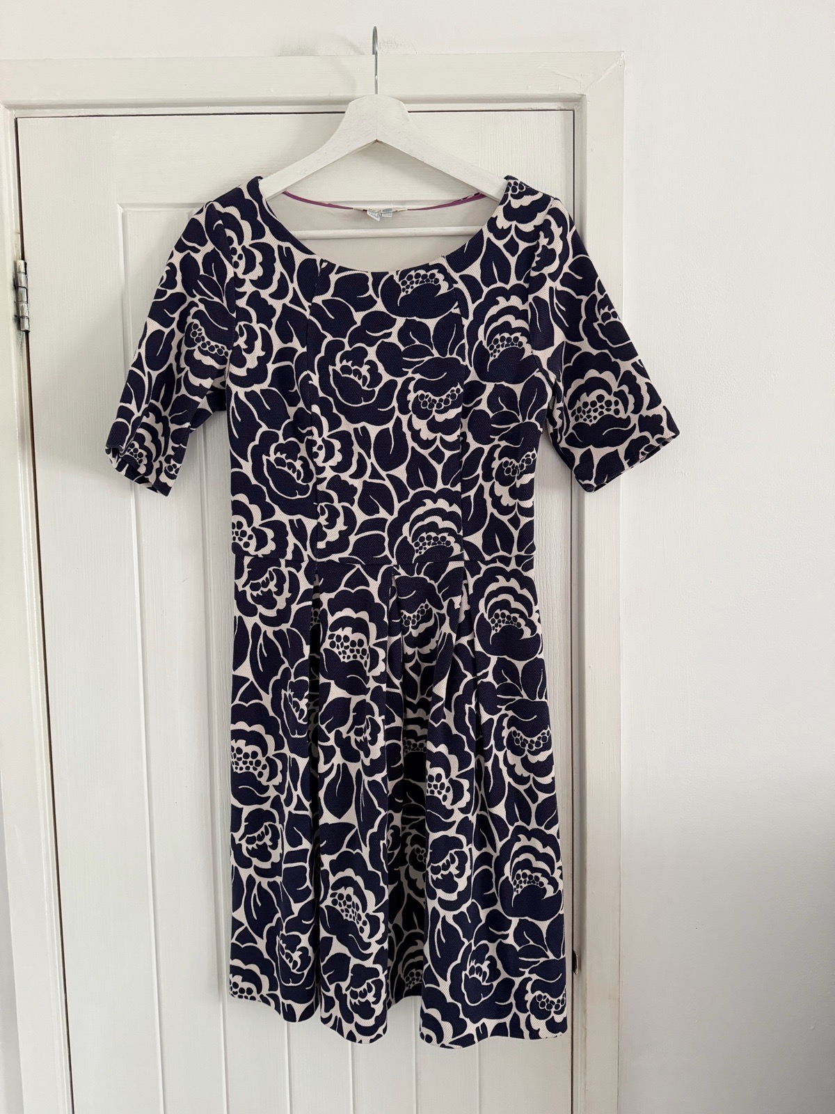 Boden Navy Floral Print A Line Occasion Dress size 12 Regular