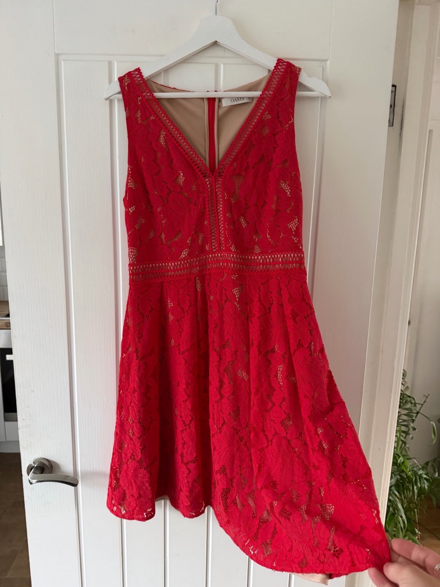 Oasis Red Sleeveless A-line Occasion Dress size 10
