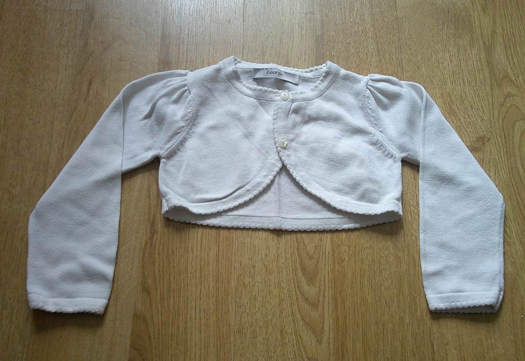 Girls White, Long Sleeve Cropped Cardigan, George, 1.5-2yrs