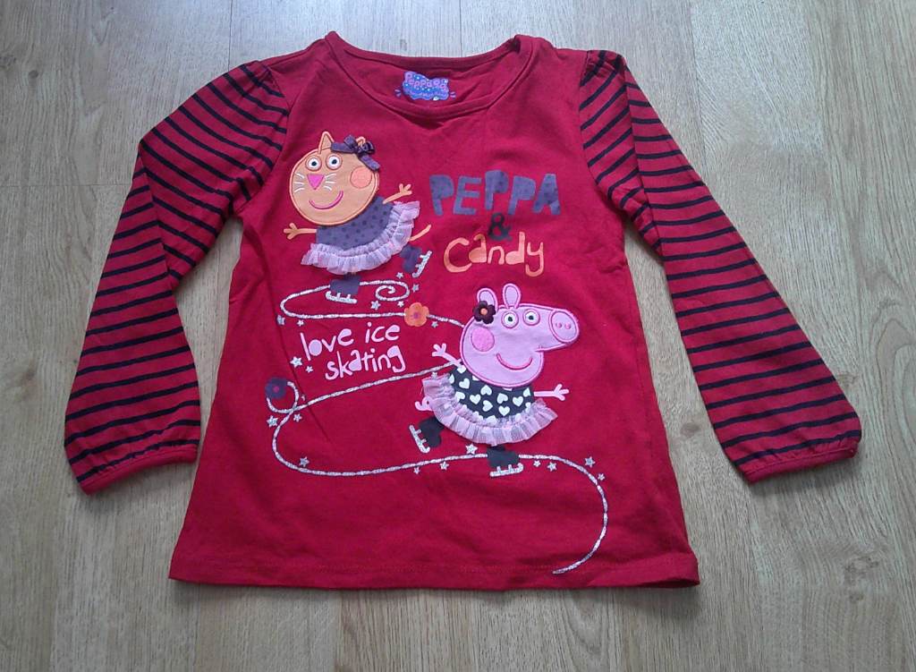 Girls Red, Long Sleeve, Peppa Pig Top, Nutmeg, 5-6yrs