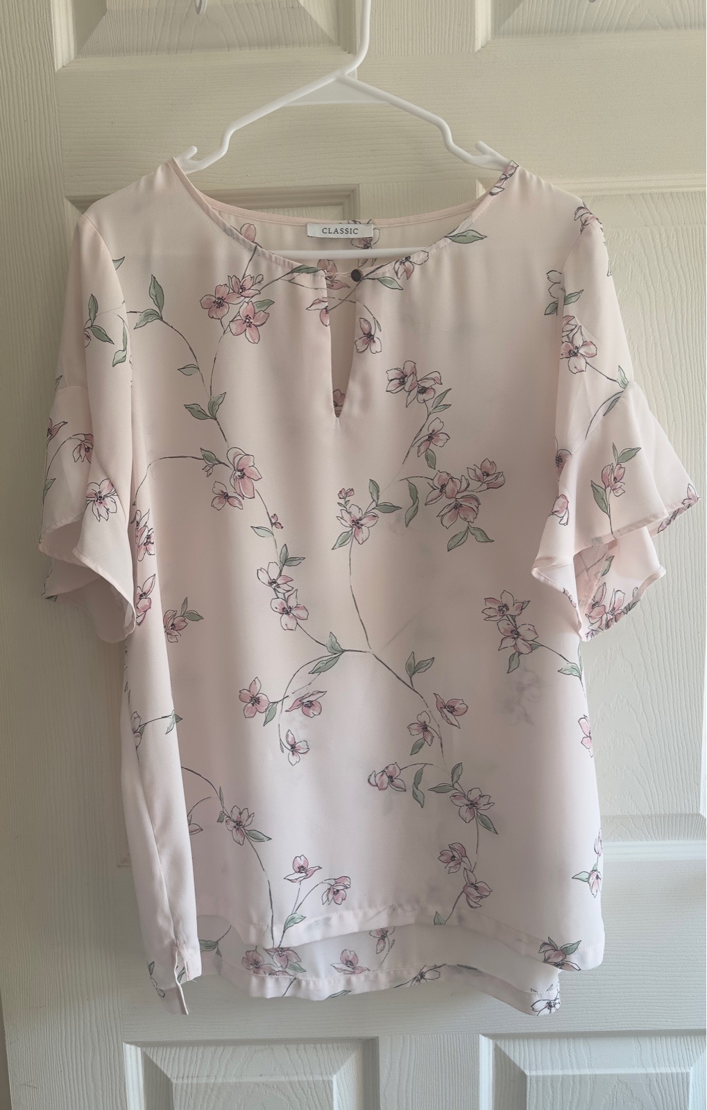 M&S Floral Blouse Pink Green White Size 16