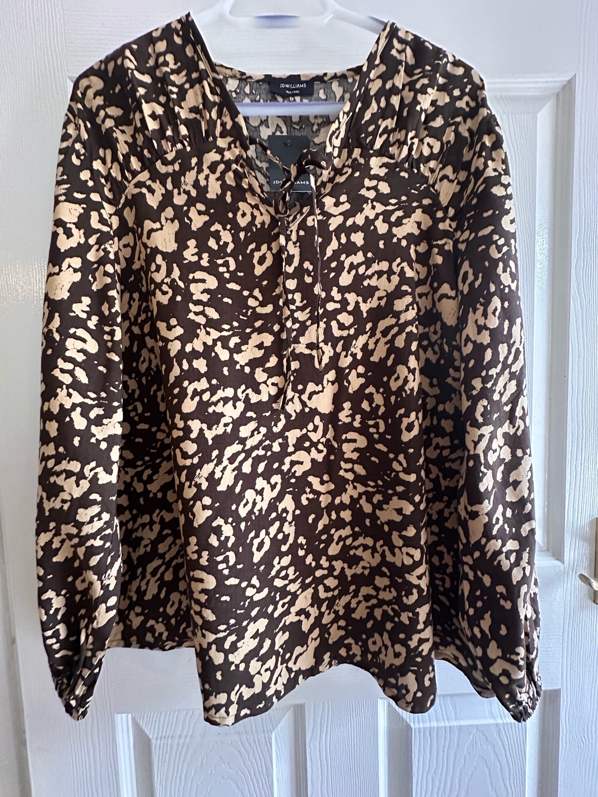 JD Williams Leopard Print Blouse Brown Beige Size 14 BNWT