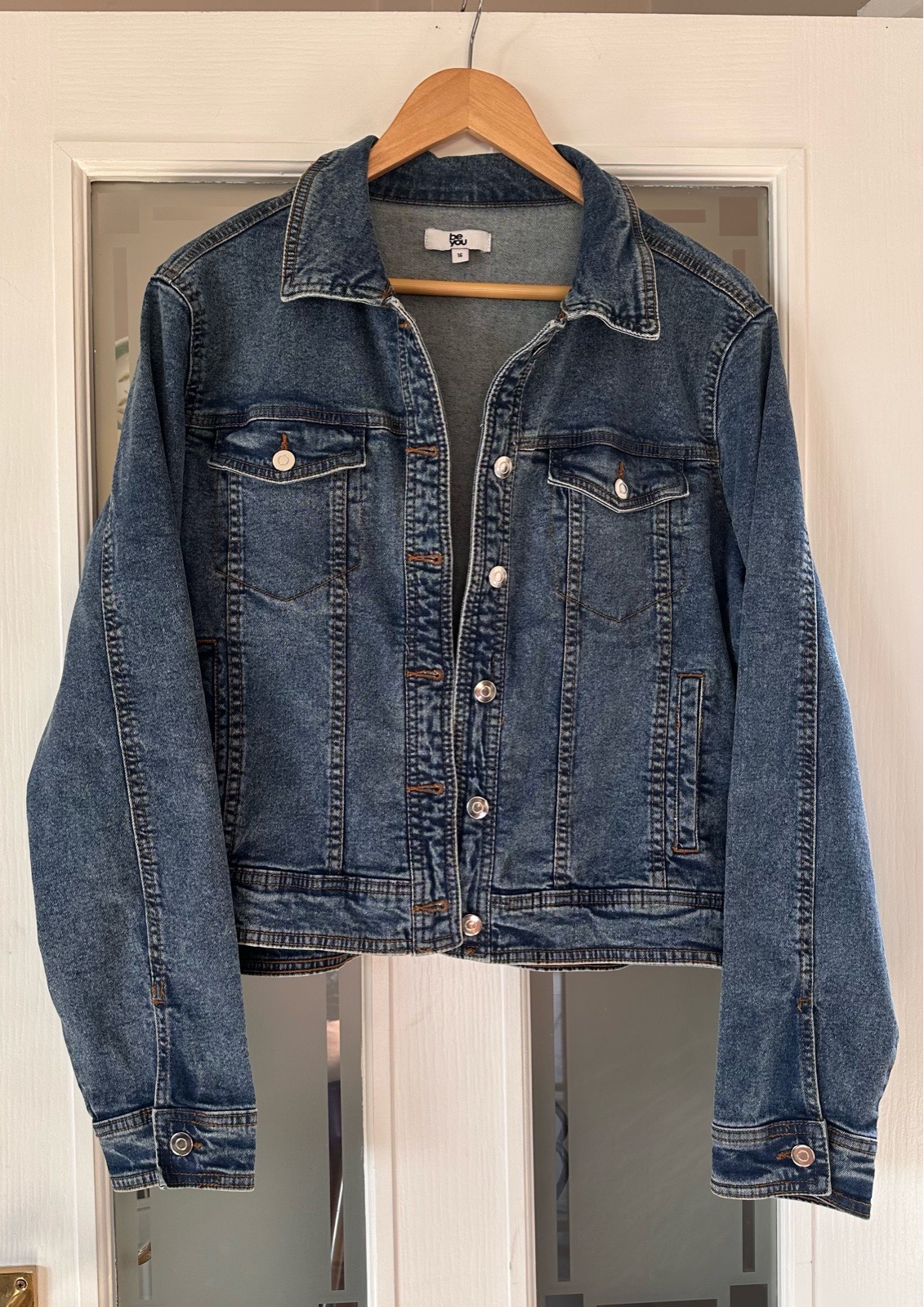 Be You Blue Denim Jacket Stretch Size 16