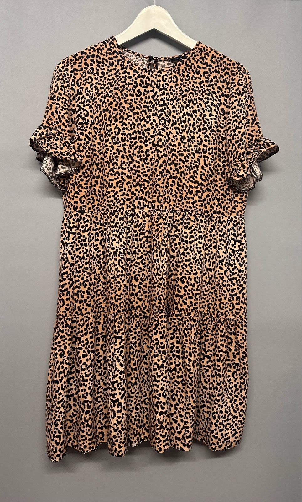 New Look Leopard Print Tiered Midi Dress Size 14