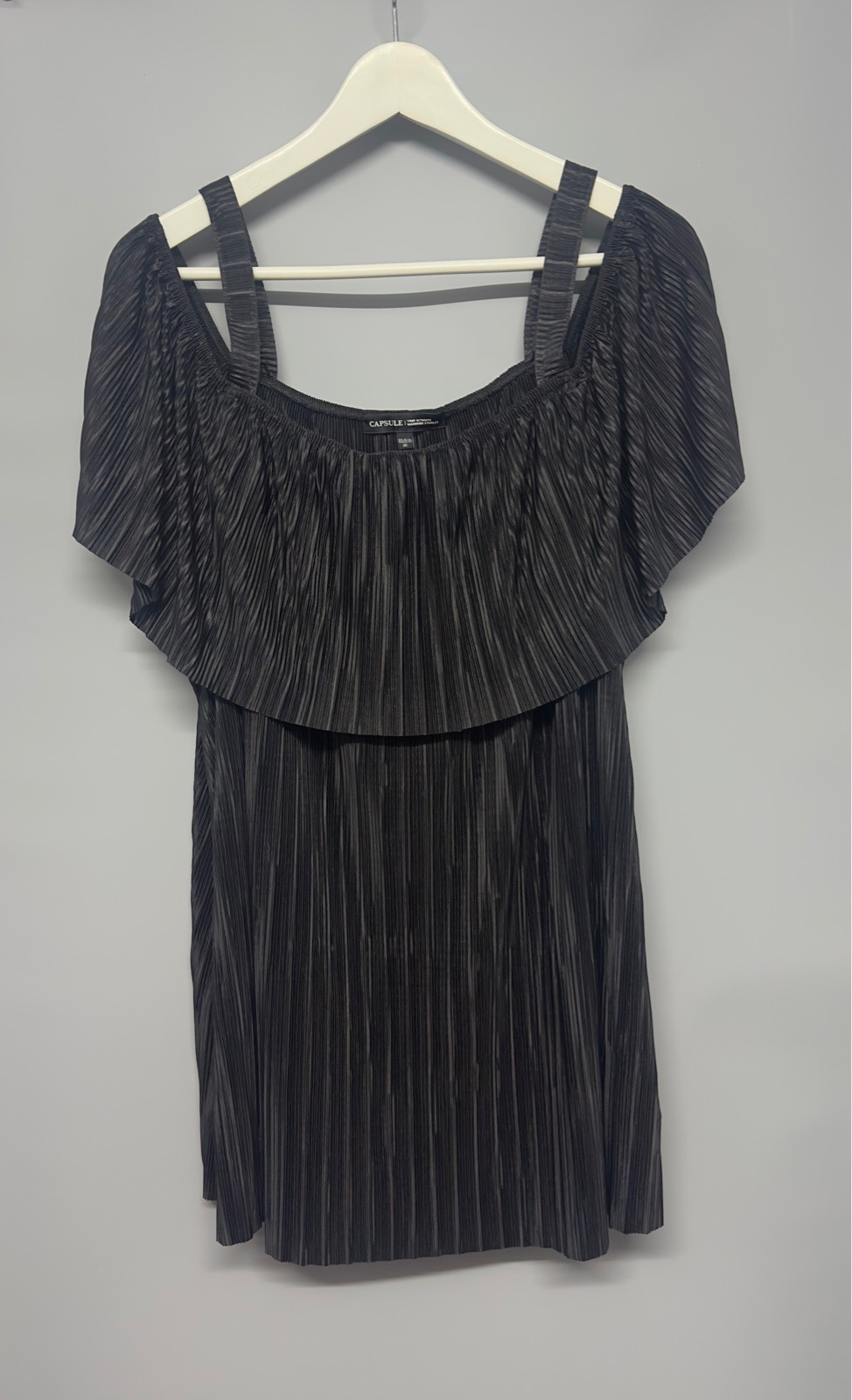 Capsule Black Pleated Cape Sleeve Dressy Top Size 26