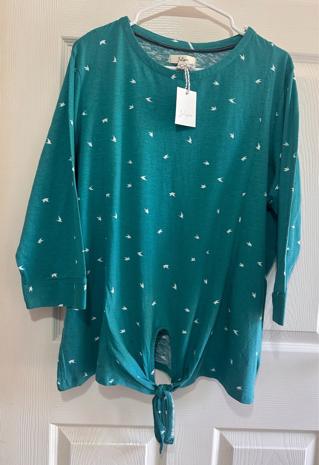 Julipa BNWT Teal Bird Print 100% Cotton Top Size 20