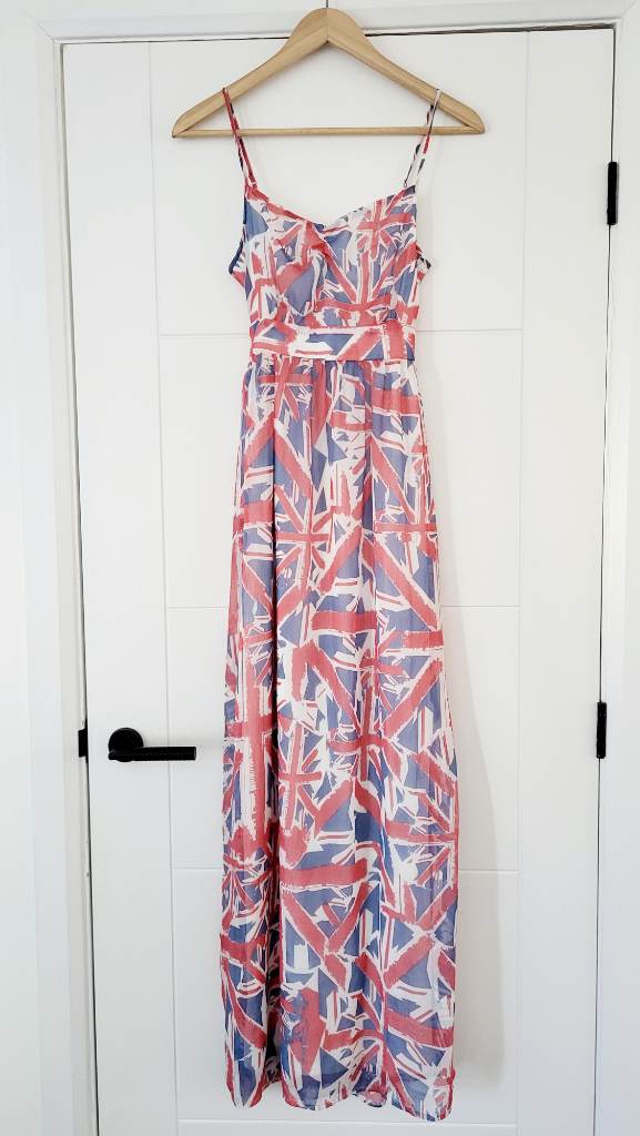 Union Jack Flag Maxi Dress Size 8 Y2K