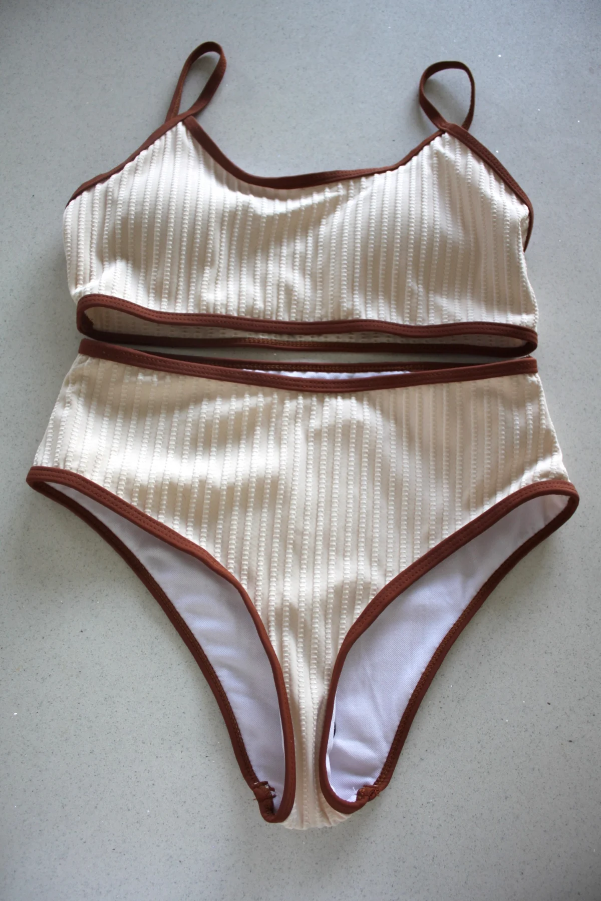 Shein Girls Cream & Brown Bikini