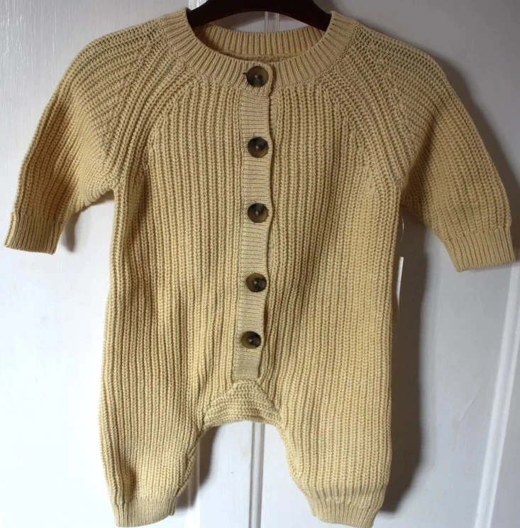 Sofia Grainge Butter Yellow Knitted Cotton Playsuit