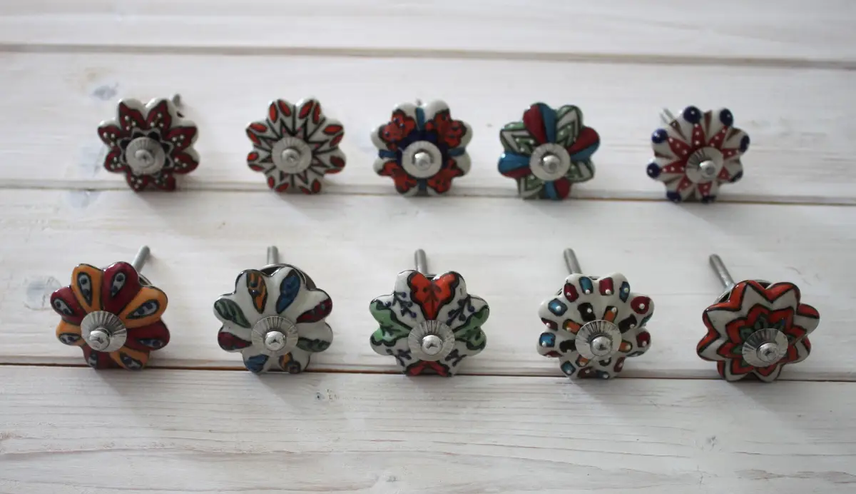 Set of 10 Ceramic Knobs Drawer Pulls Cupboard Handles Door