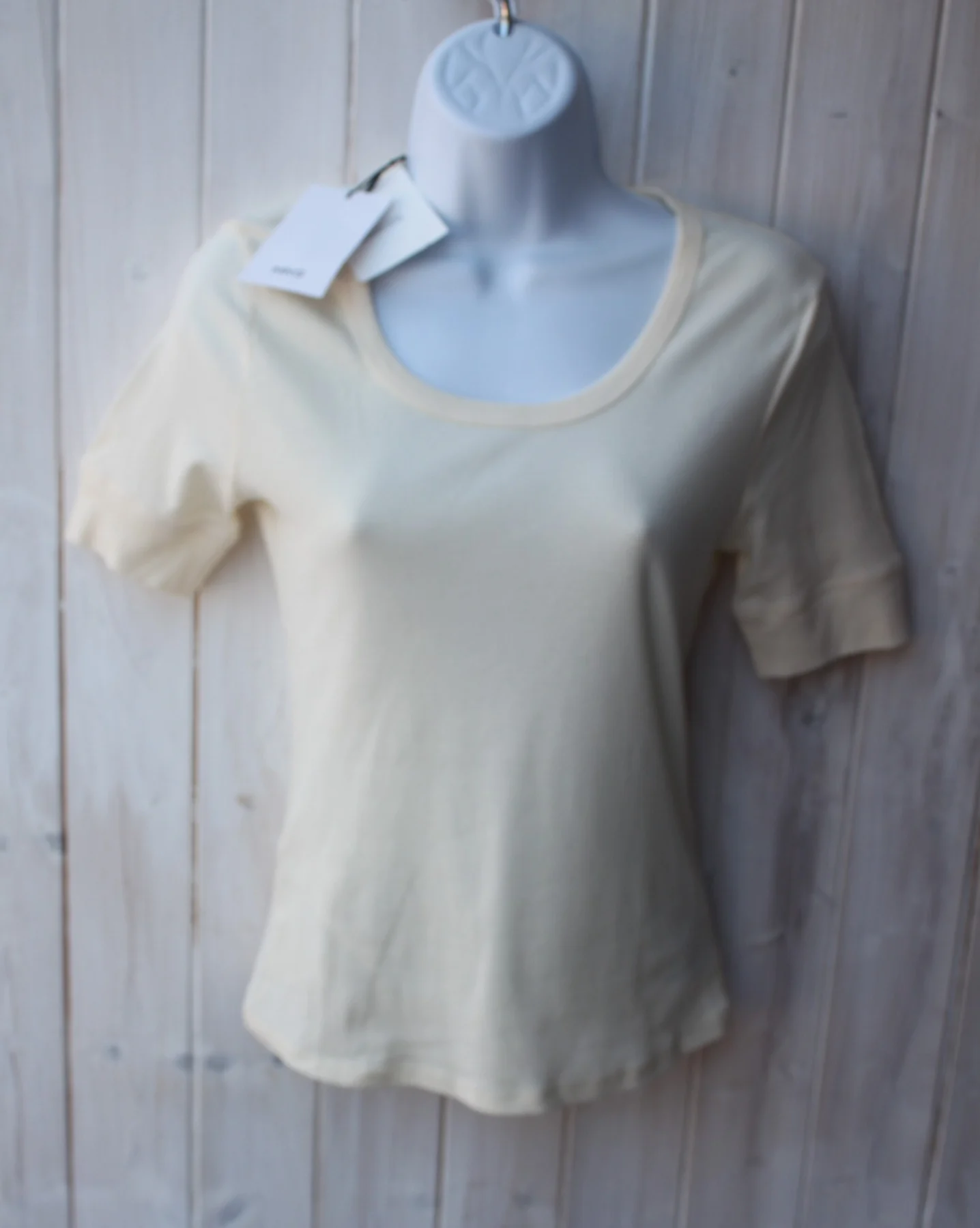 Mango Cream Fine Ribbed Organic Cotton T-Shirt