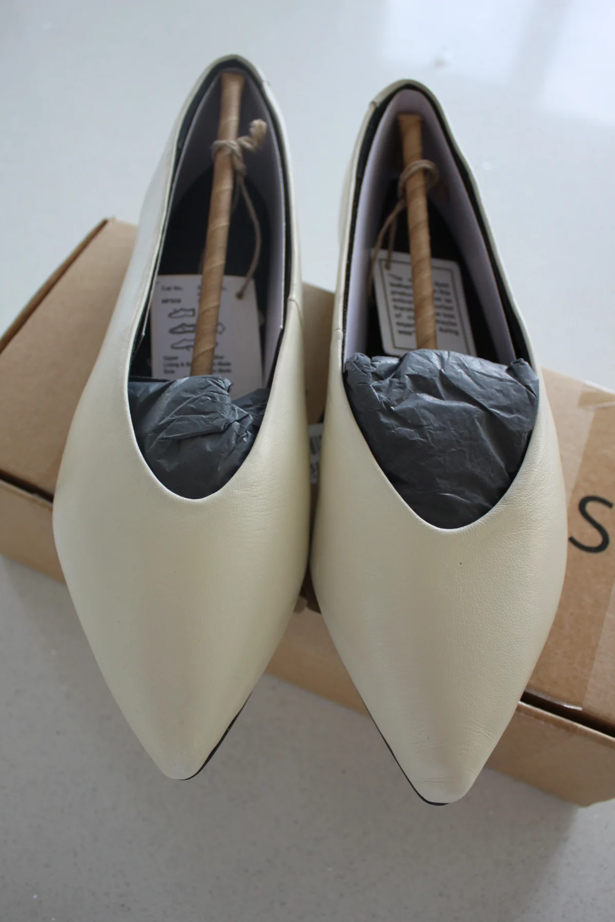 JD Williams Cream Extra Wide Leather Flat Shoes