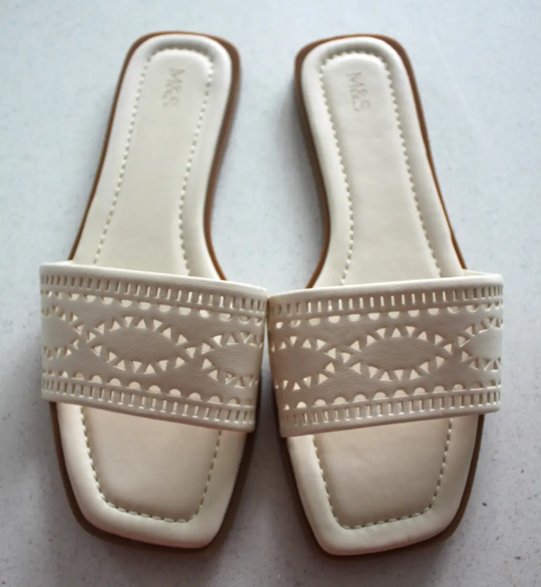 Marks & Spencer Cream Cutout Detail Vegan Slide on Sandals