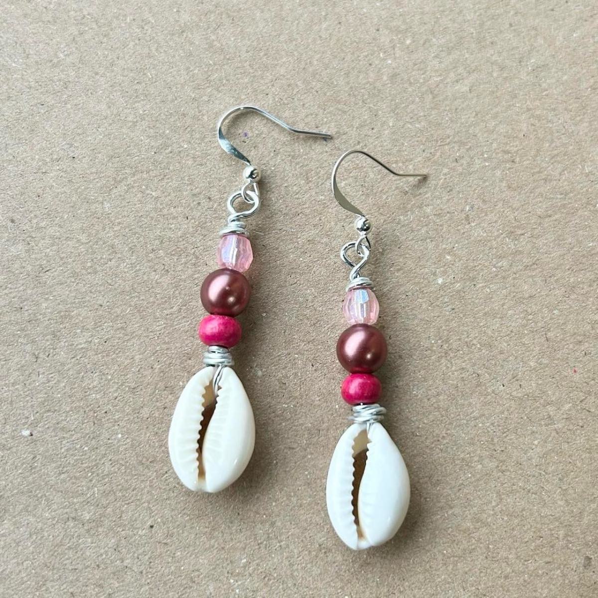 Handmade Cowrie Sea Shell Earrings