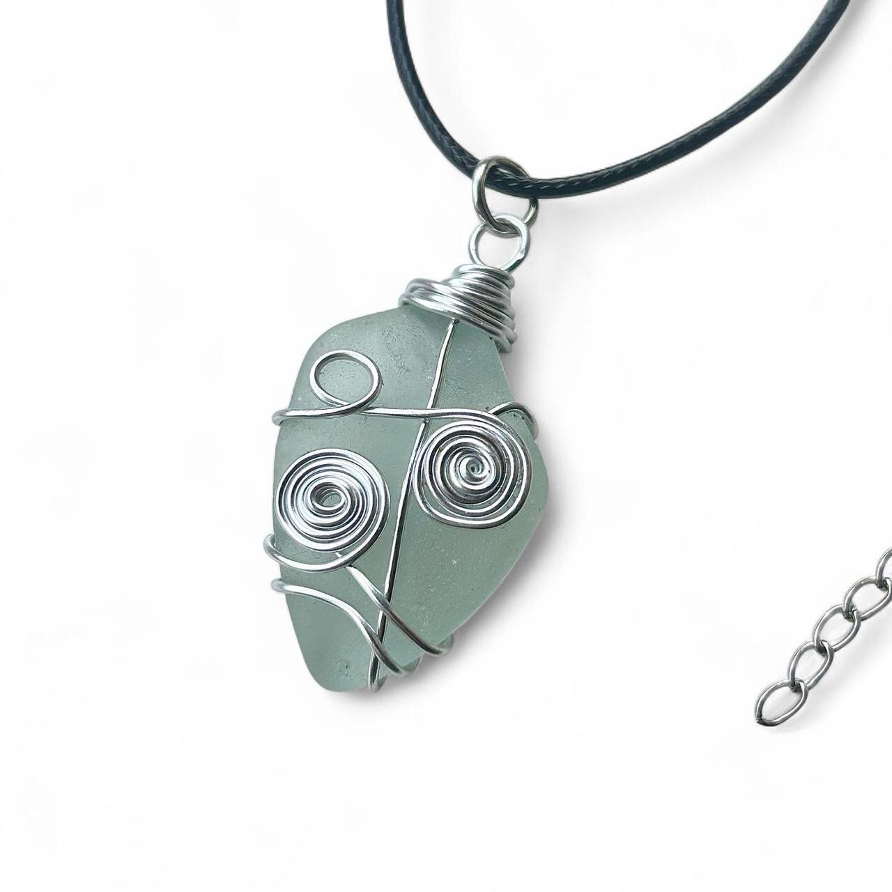 Chunky Wire Wrapped Sea Glass Necklace