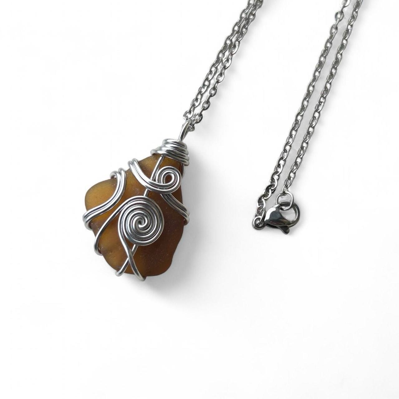 Handmade Brown Sea Glass Necklace