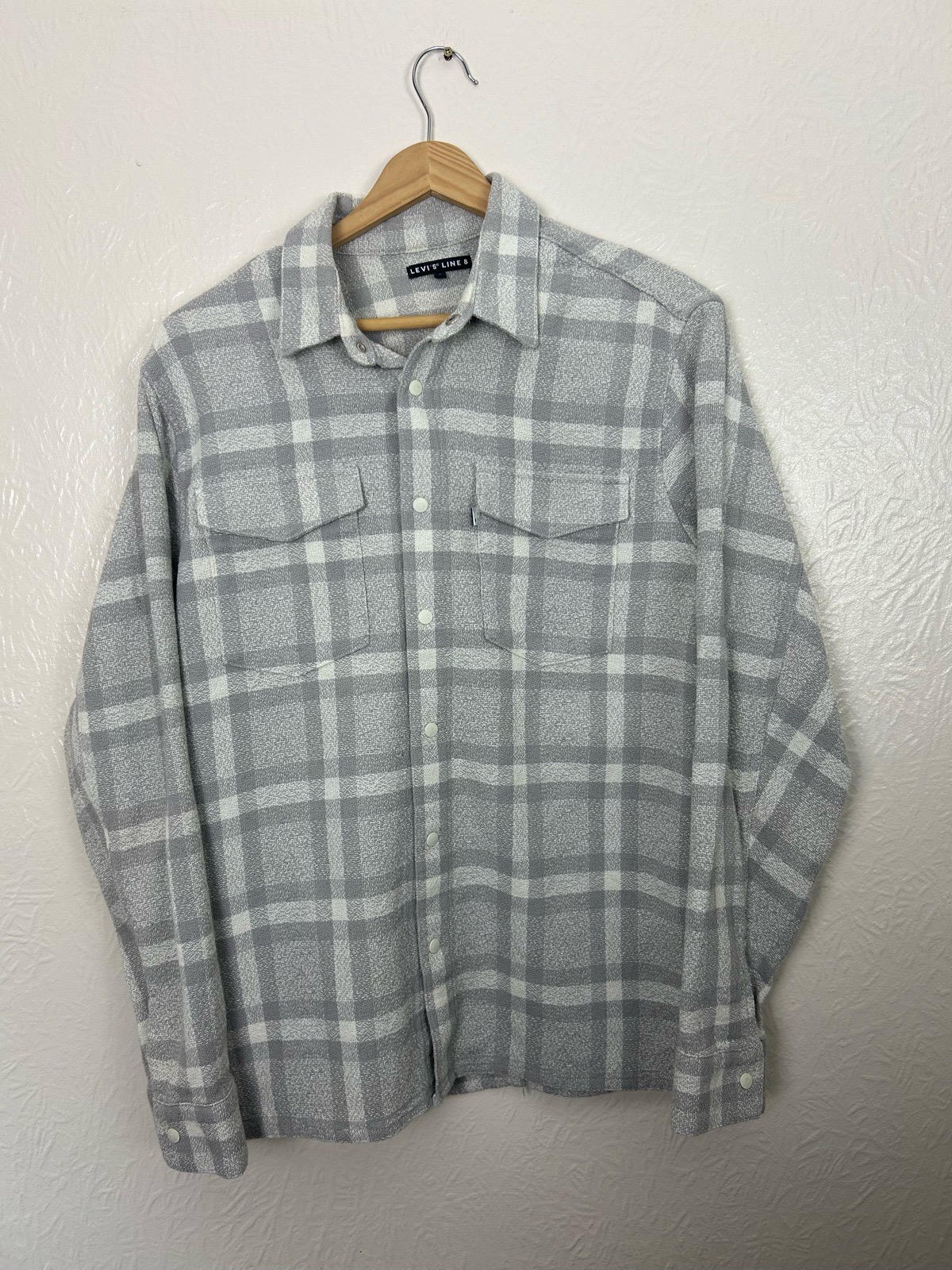 Levi’s Line 8 Grey & White Checked Flannel Shirt Size S – Vintage Style