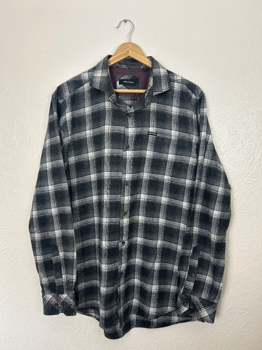 Gude London Grey & White Checked Flannel Shirt XL – Grunge Workwear Retro