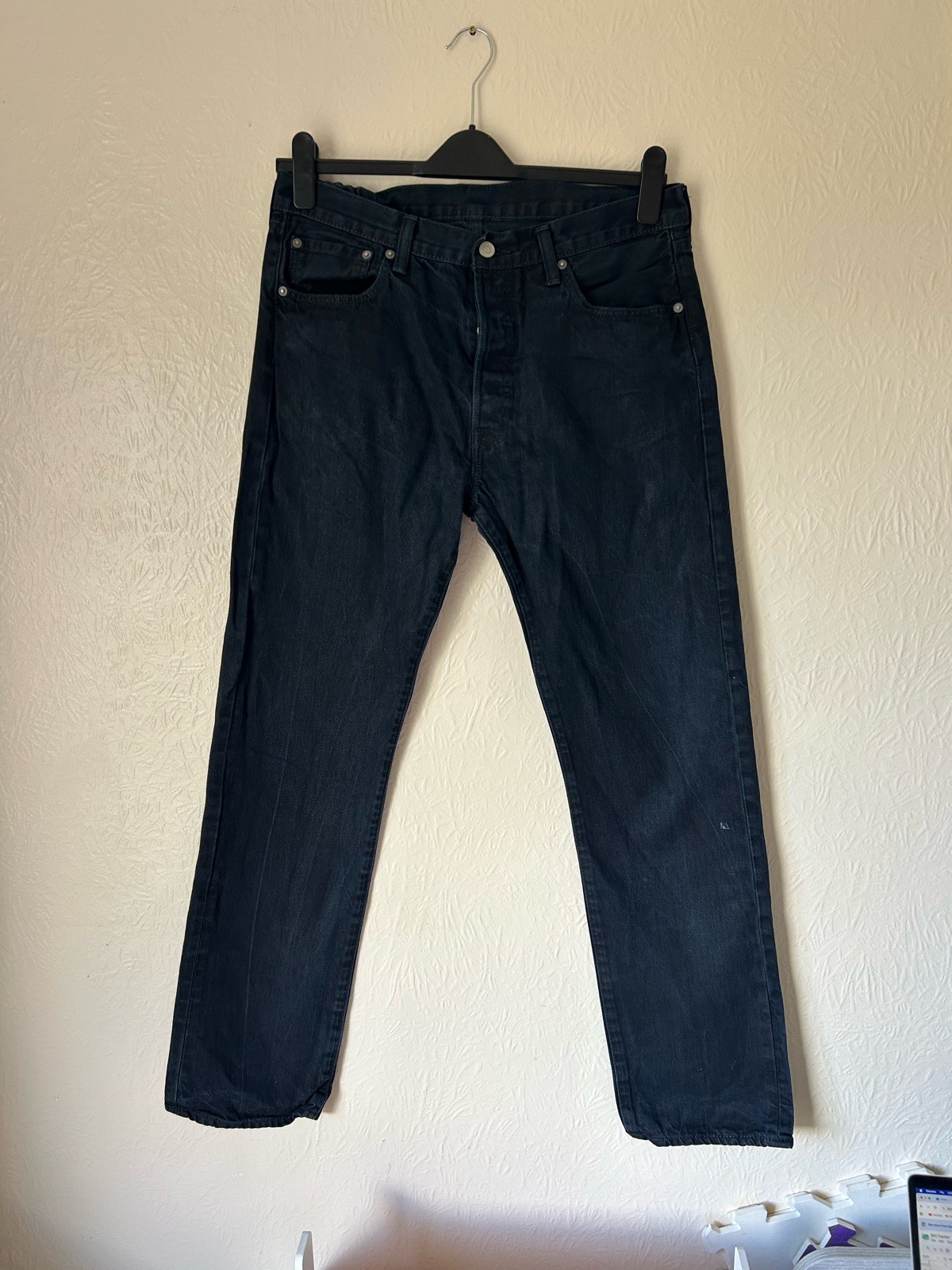 Levi’s 501 Dark Wash Black Jeans W34 L34 Straight Leg Denim Classic Fit