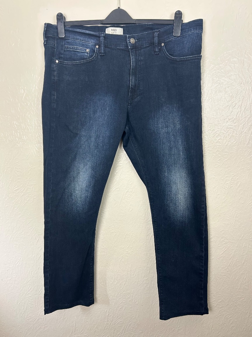 M&S Dark Indigo Slim Fit Jeans W38 L31 – Classic Denim
