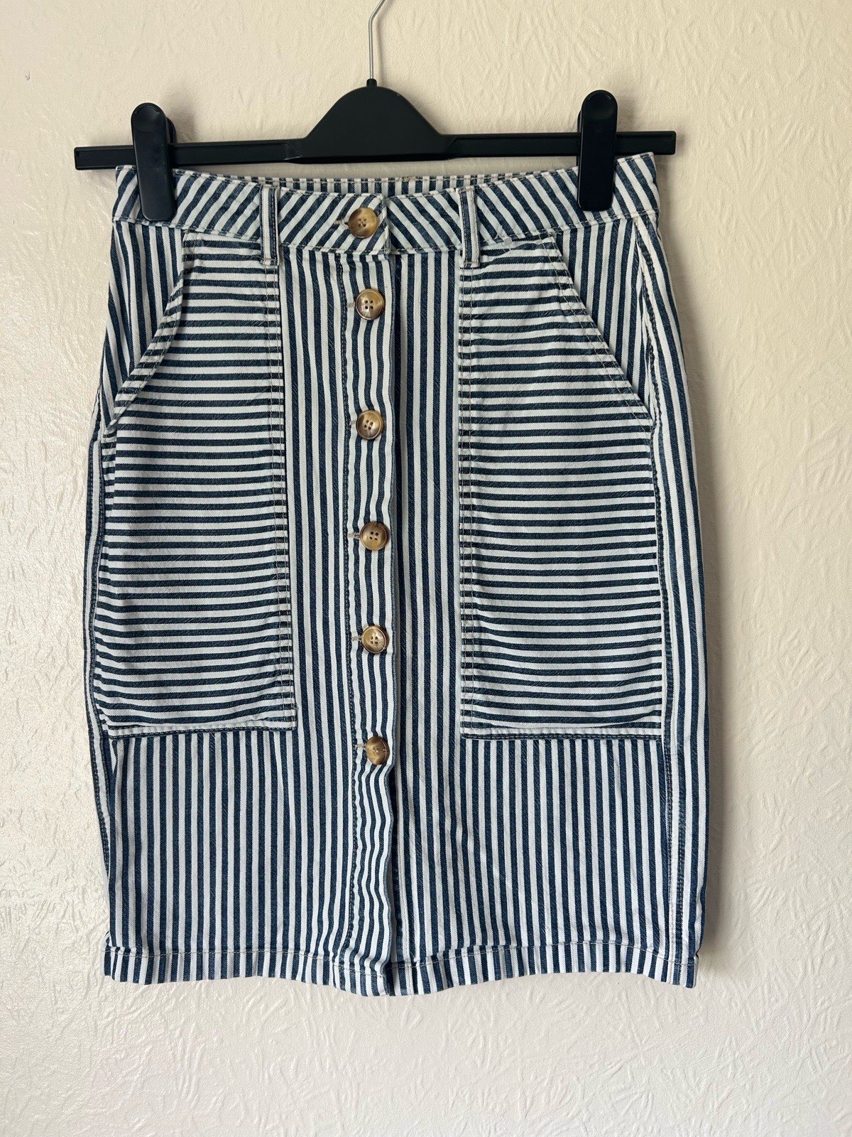 Denim by Tu Navy & White Striped Pencil Skirt