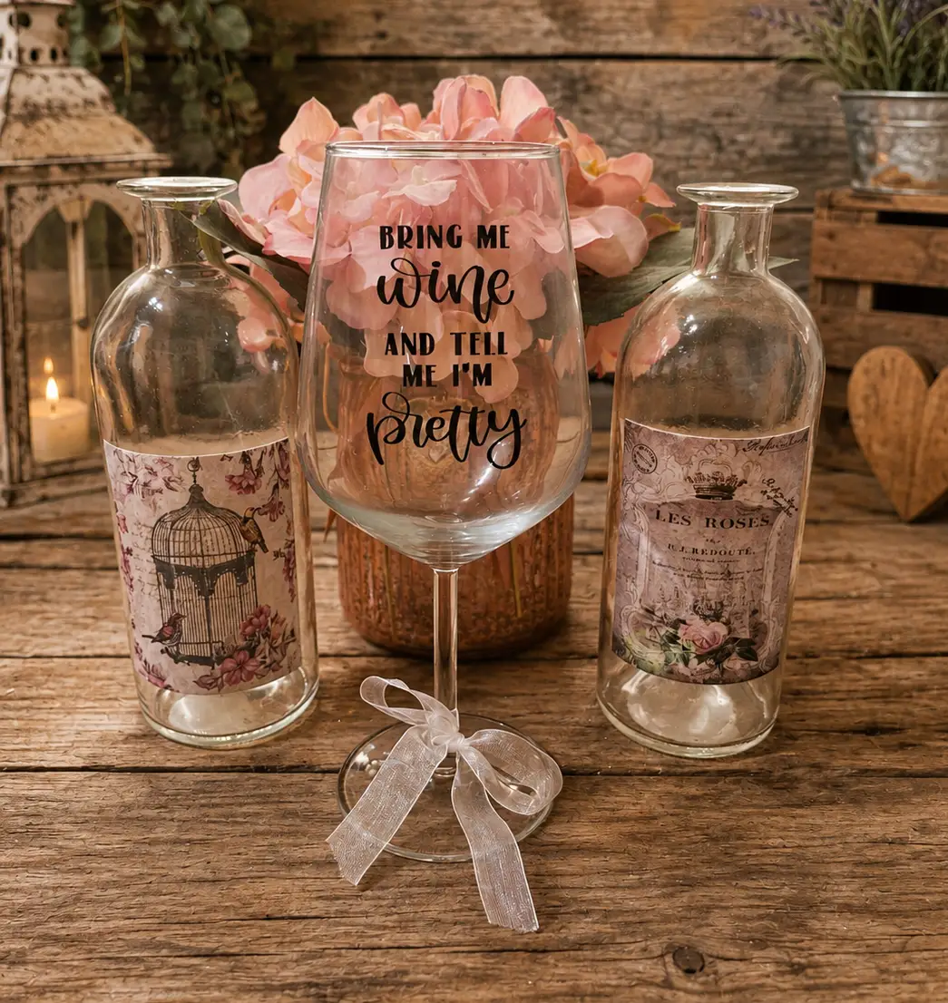 'Bring Me Wine, And Tell Me I'm Pretty' Wine Glass