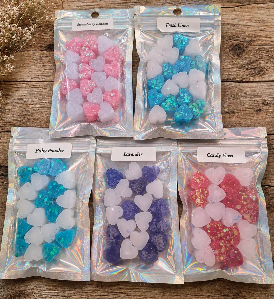5 Bags of Highly Fragranced Mini Hearts Wax Melts