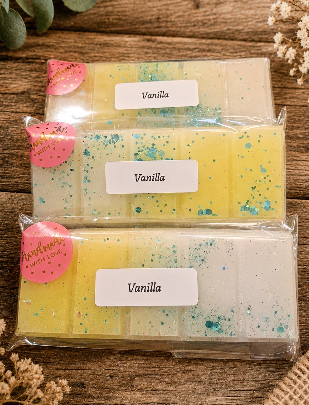 3 Vanilla, Highly Fragranced Wax Melts Snap Bars