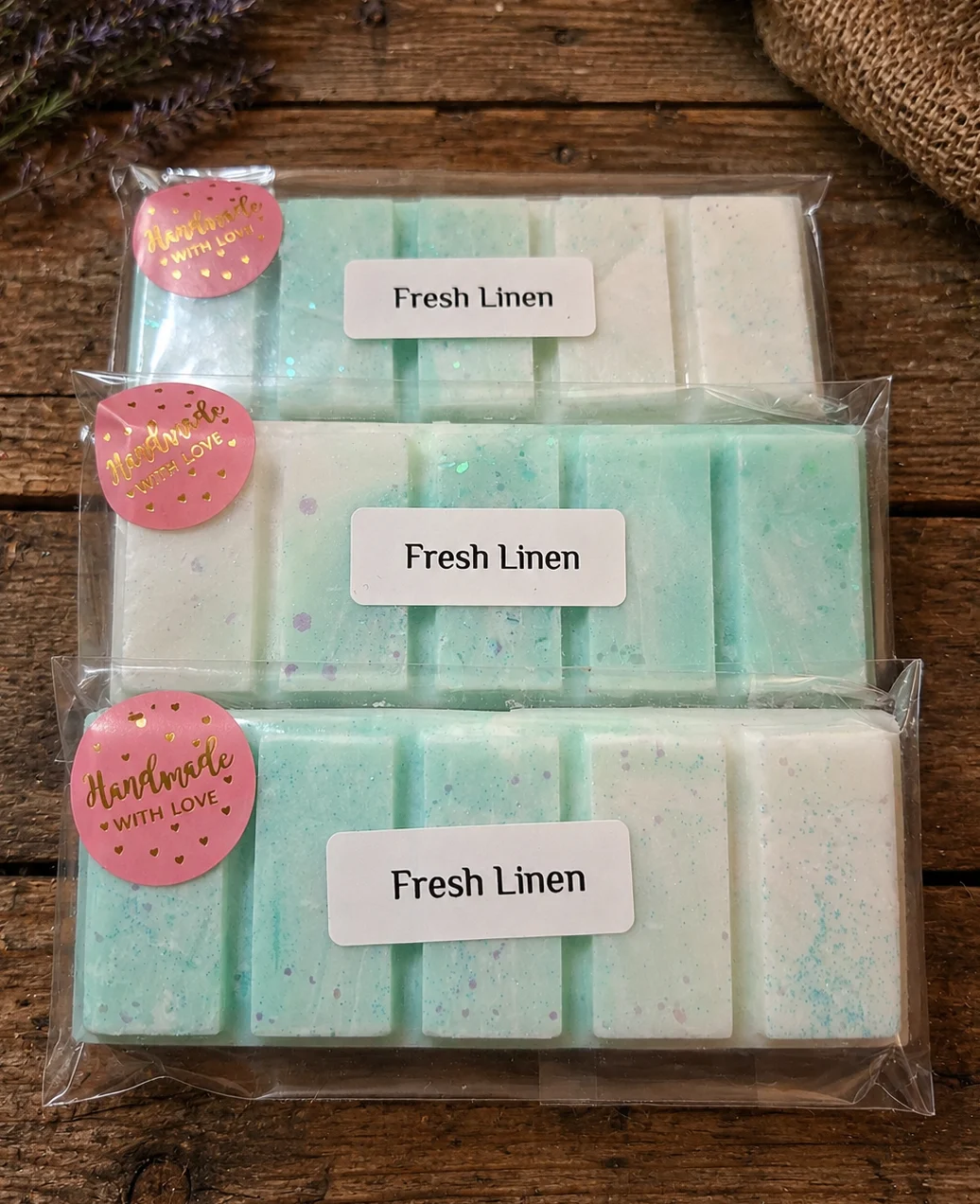3 Fresh Linen, Highly Fragranced Wax Melts Snap Bars