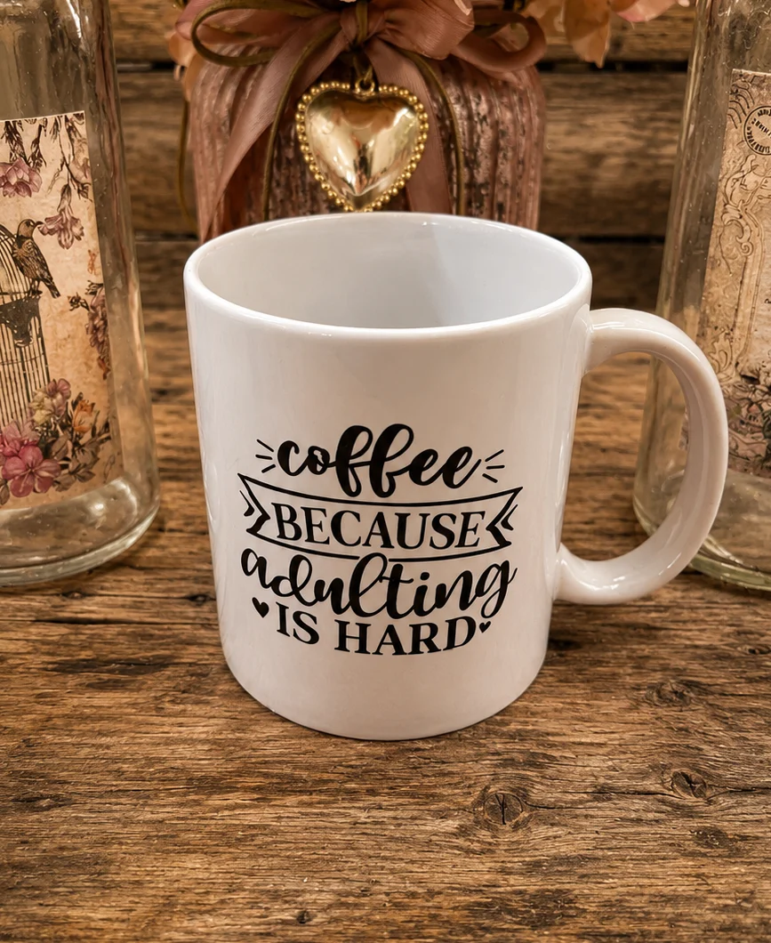 "Coffee because adulting is hard" mug