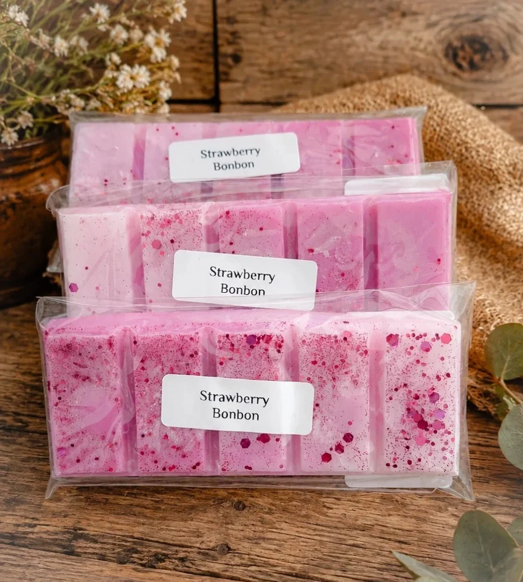 3, Strawberry Bonbon, Highly Fragranced Wax Melts Snap Bars