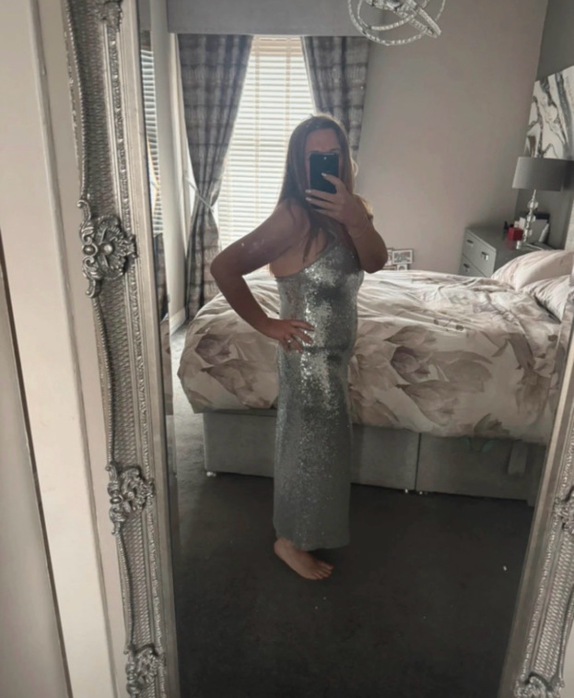 Mango Silver Sequin Halterneck Maxi Dress UK 10 BNWT Open Back Party Occasion
