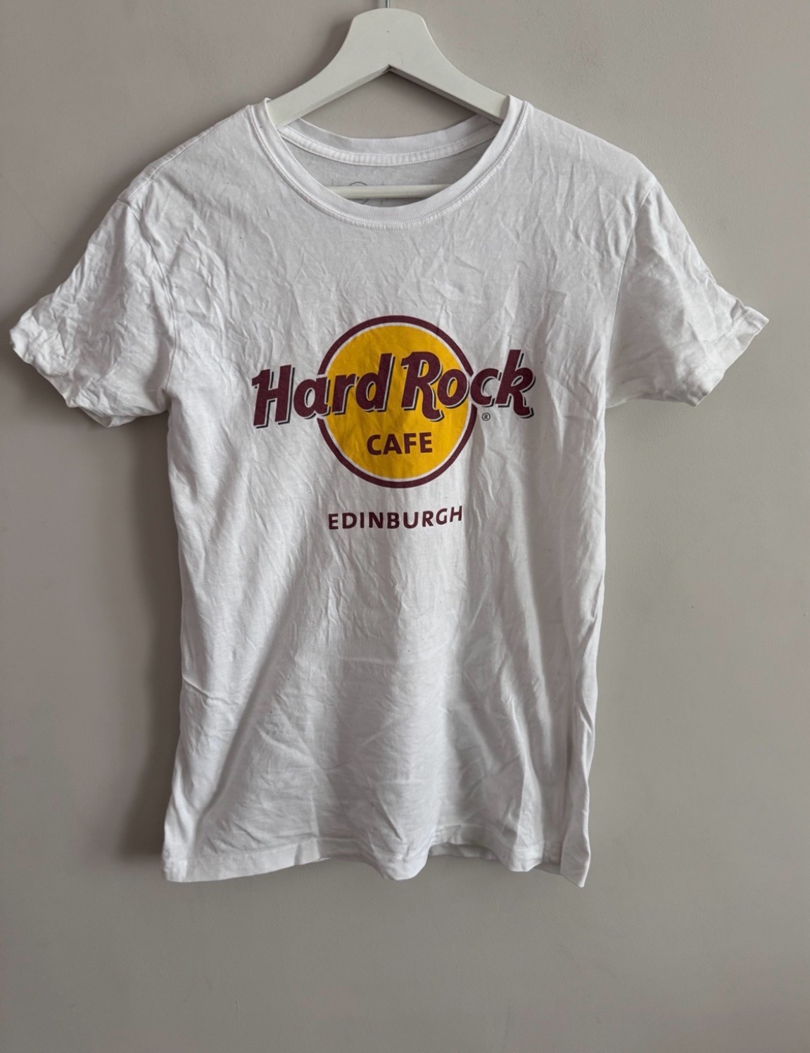 Hard Rock Cafe Edinburgh T Shirt Size XS White Logo Tee