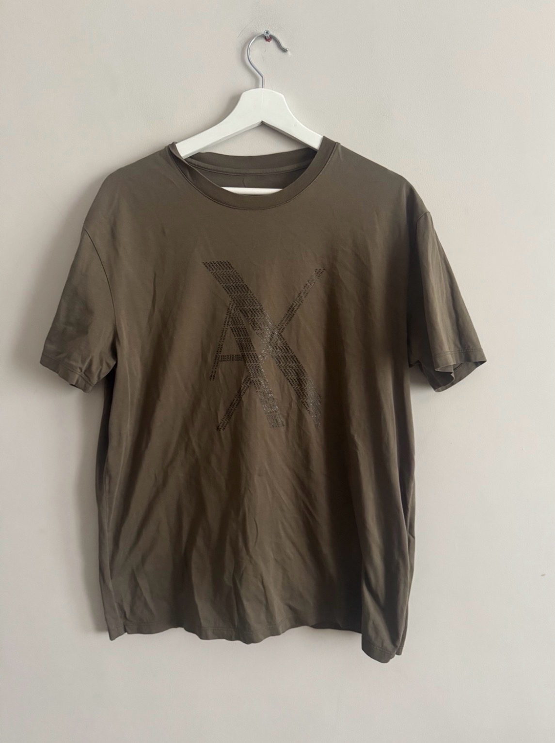 Armani Exchange AX Khaki Logo T Shirt Crew Neck Medium