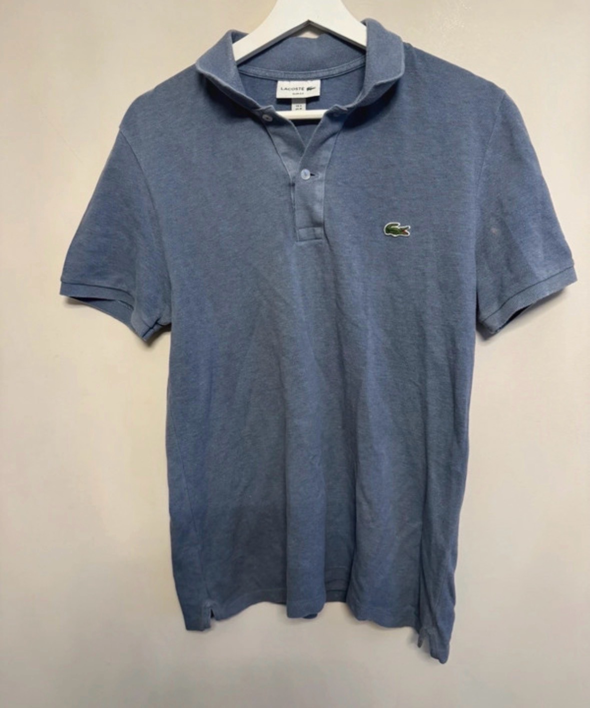 Lacoste Blue Slim Fit Polo Shirt Medium Short Sleeve Cotton
