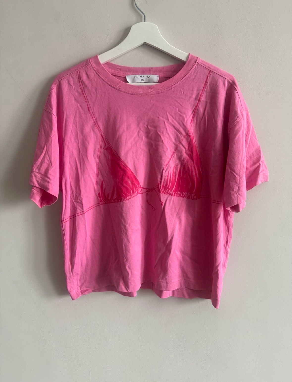 Primark Pink Bikini Print Graphic T Shirt XS Short Sleeve Summer Tee