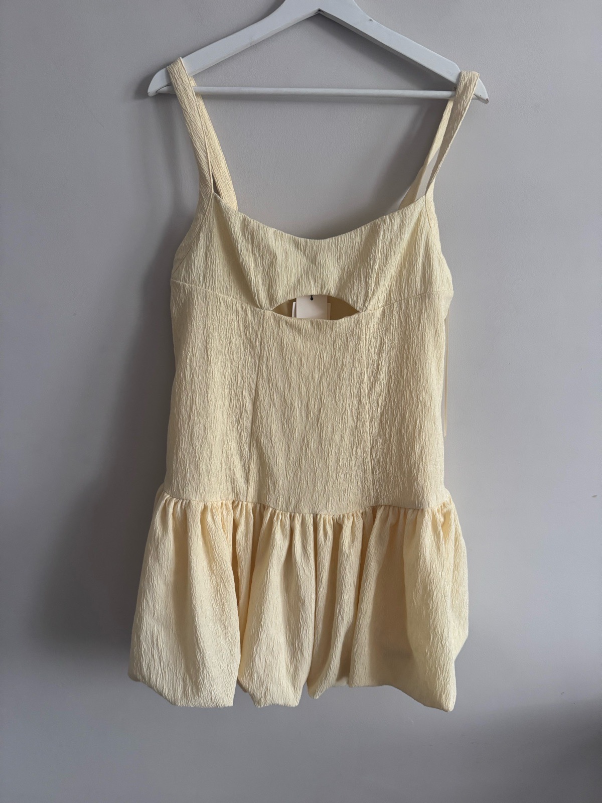 Zara Butter Yellow Textured Bubble Skirt Dress Size L 12-24