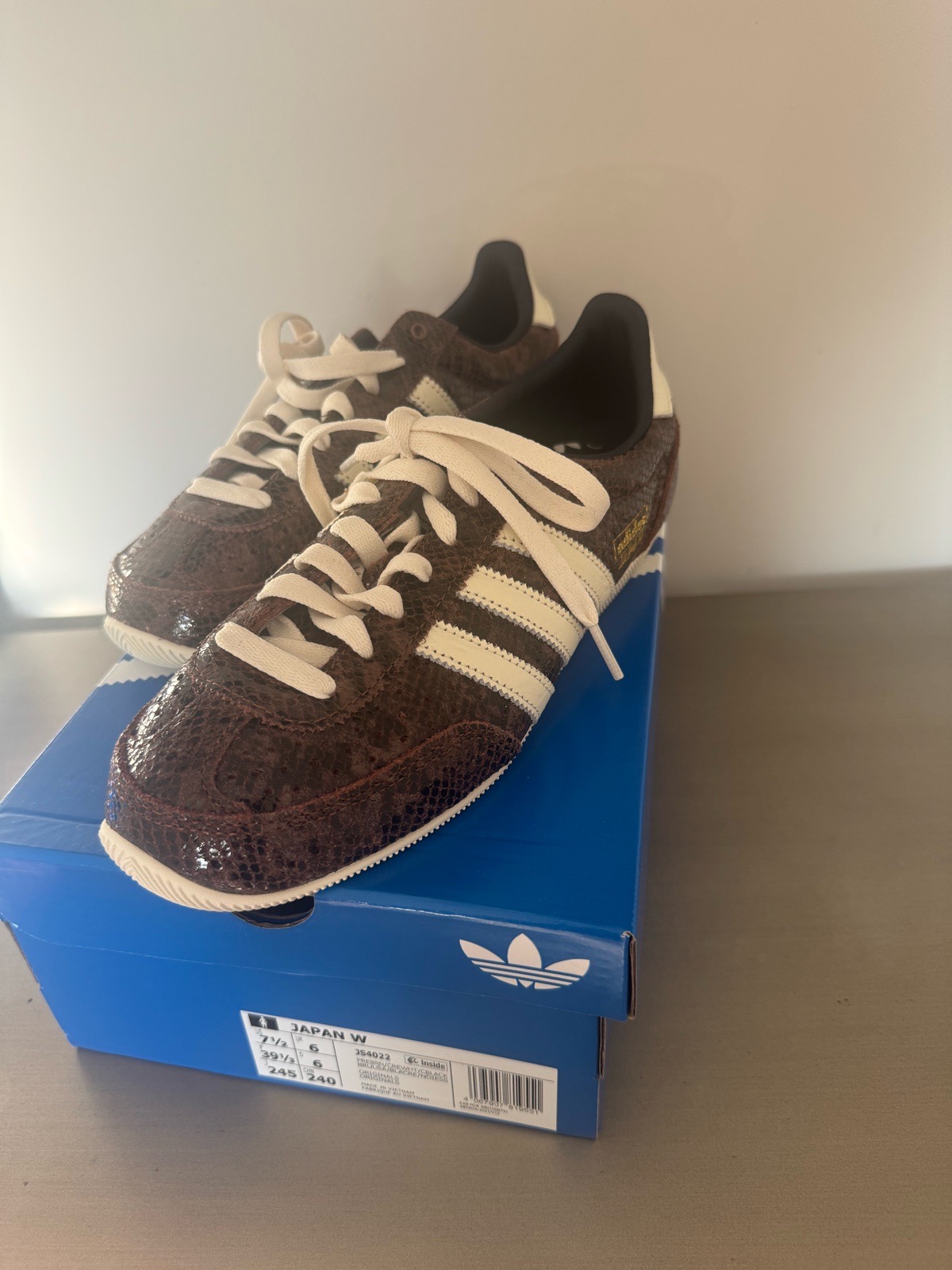 Adidas Japan Trainers Brown Cream Black Snake Skin size 6