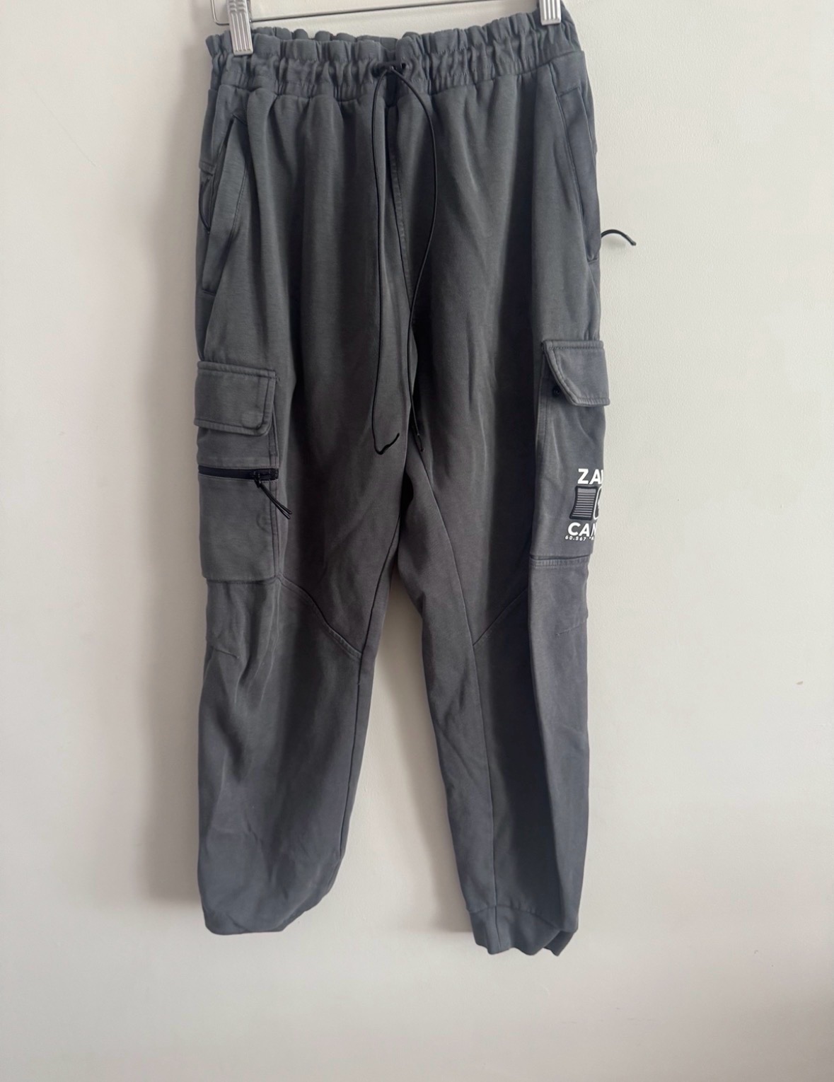Zavetti Canada Grey Cargo Joggers Elastic Waist Utility Trousers Size XS